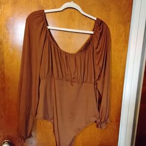 SHEIN Brown Long Sleeve Bodysuit